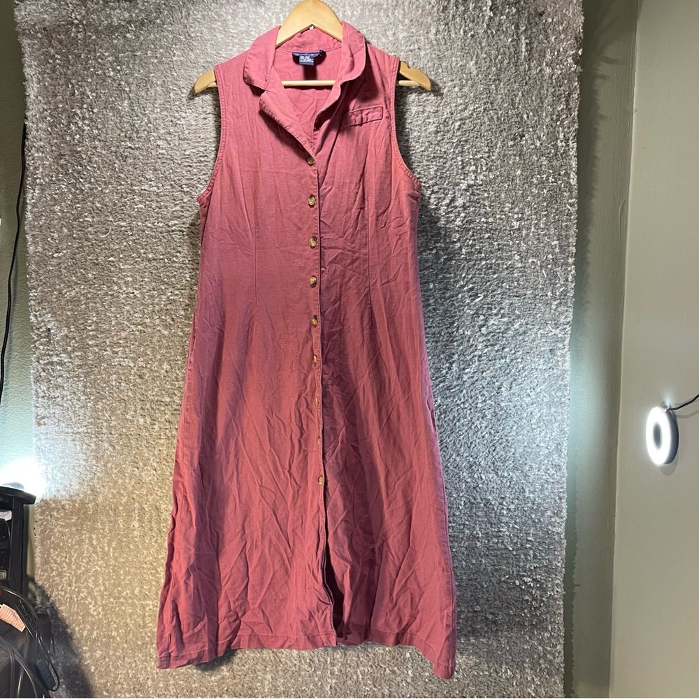 Original TY Wear 14P Denim Maxi Dress Modest Vintage Sleeveless Linen Blend